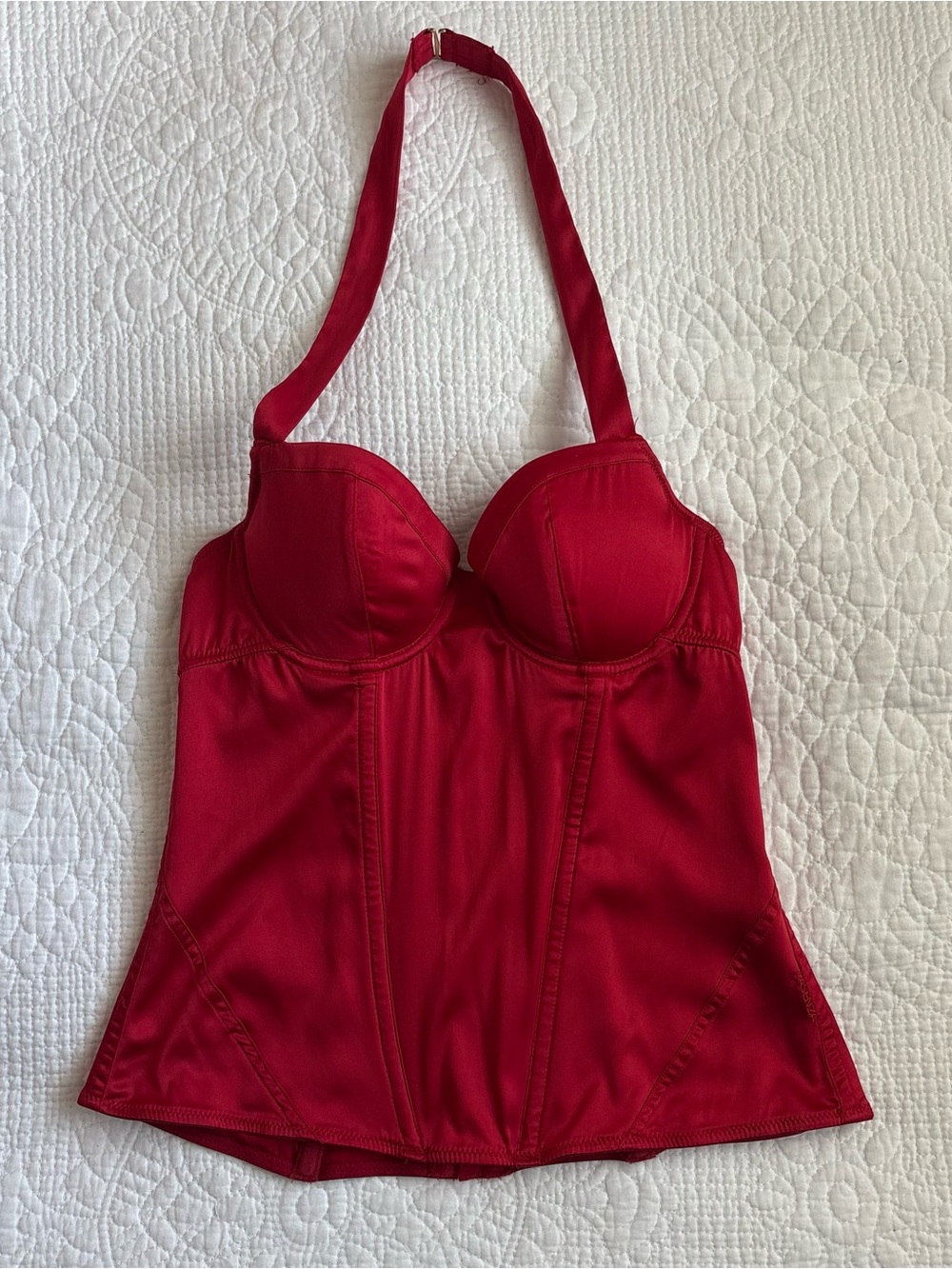 Vintage La Senza Red Longline Bustier Corset Halter Top